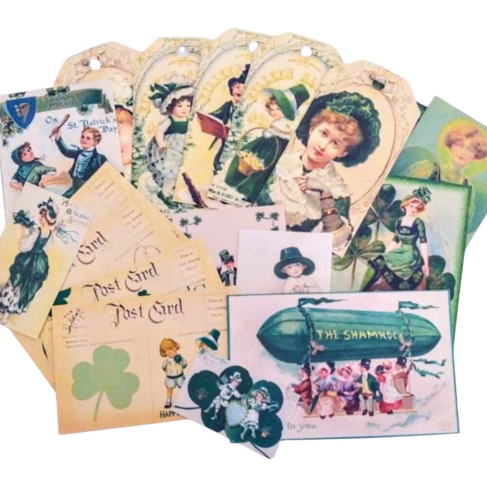 A Delightful 40+ Pc Assortment Of Vintage Style St Paddy's Day Tags & Ephemera